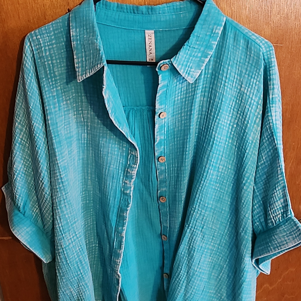 Zanadi Turquoise Short Sleeve Top